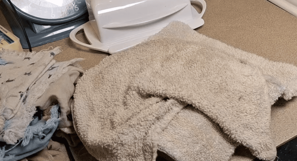 a pile of dingy cotton rags